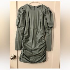 Zara faux leather Ruched Dress